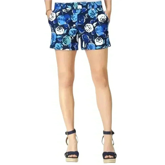 Tommy Hilfiger Blue Floral Chino Shorts 5" Inseam Size 6 - Picture 1 of 8